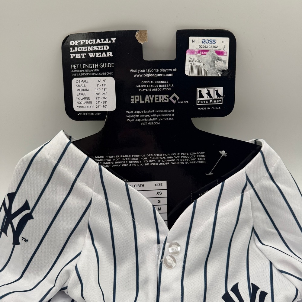Pets First New York Yankees Pet Jersey Aaron Judge #99 Large White Pinstripe NEW - Picture 6 of 6